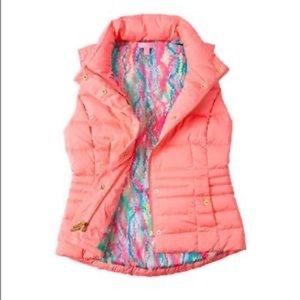 Lilly Pulitzer Down Filled Isabelle Puffer Vest in Cheeky Melon